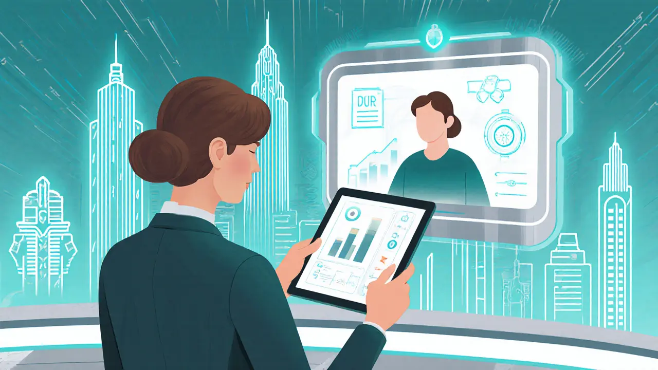 Moderní terapie SFBT2.0 s tabletem, videohovorem a digitálními ikonami.