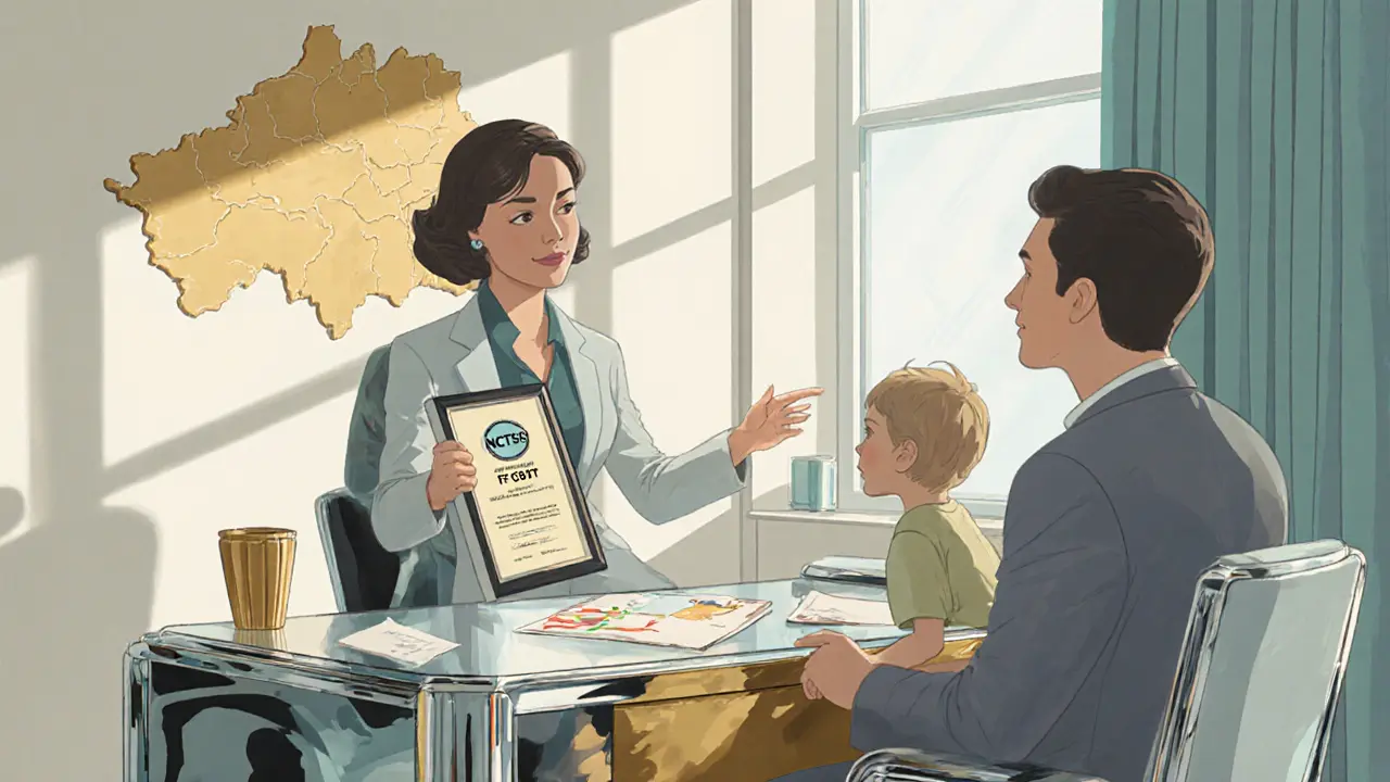 Rozhovor rodiče s certifikovaným terapeutem, Art Deco reklama.