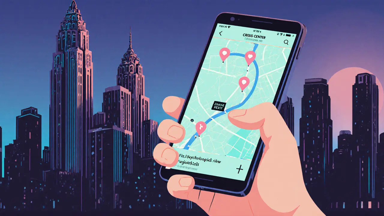 Mobilní aplikace první psychické pomoci ukazuje mapu krizových center.