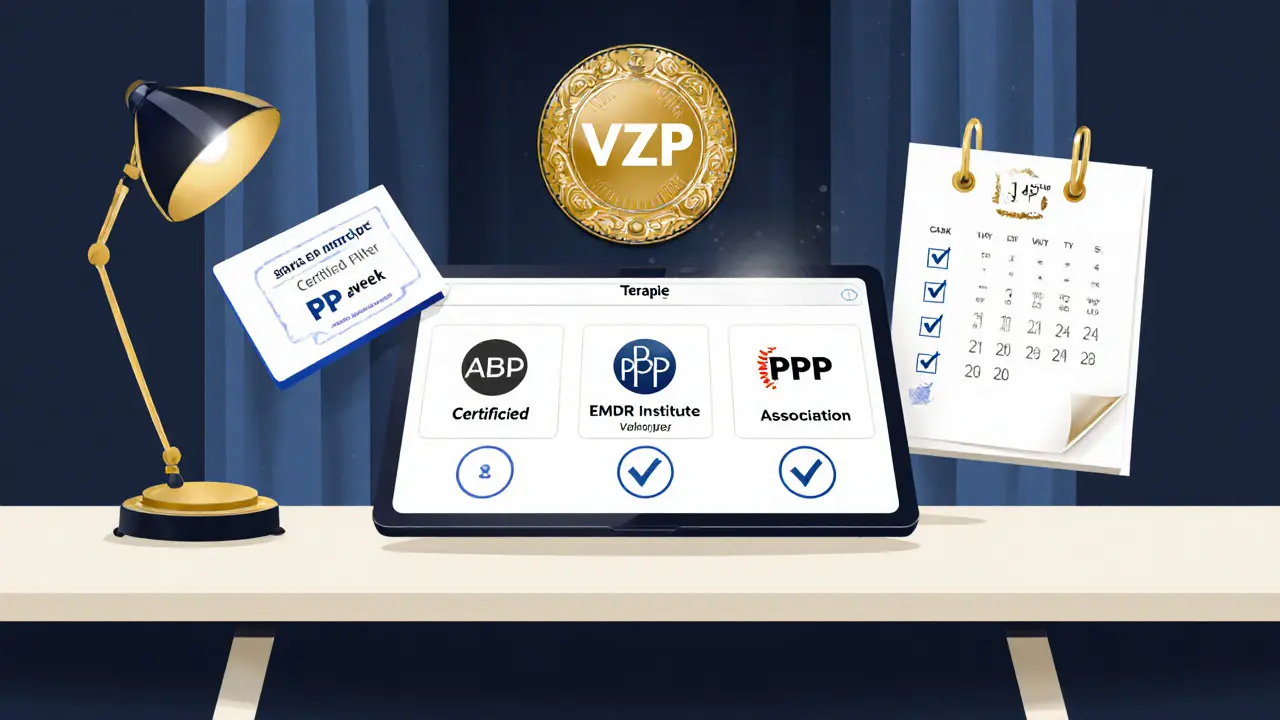 Online vyhledávání terapeuta s kontrolním seznamem a čekací dobou v art deco.