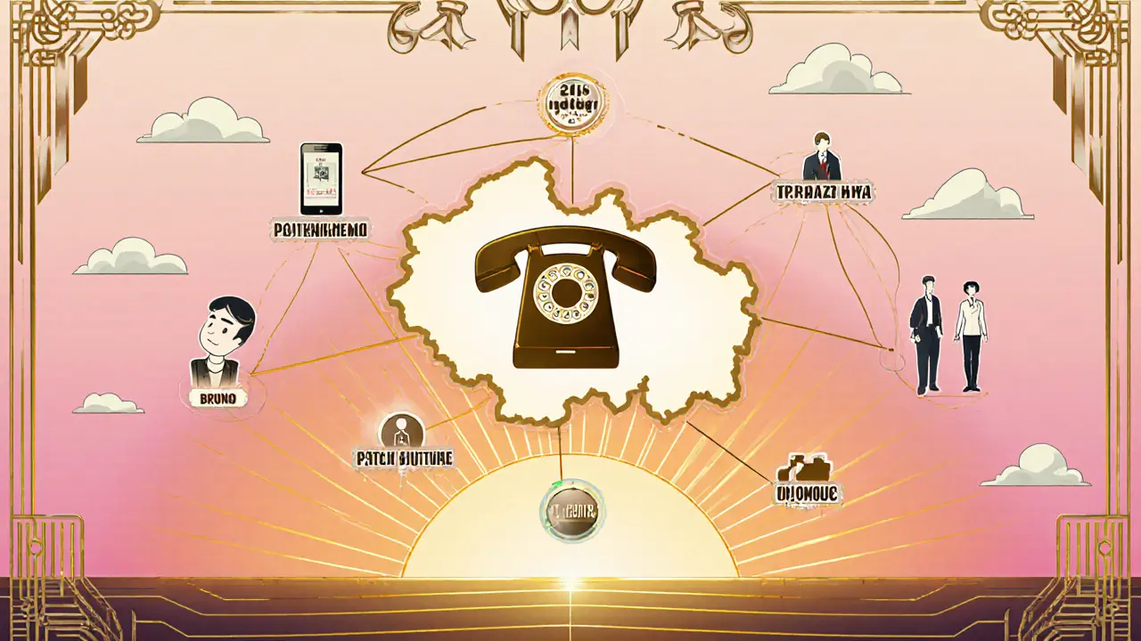 Mapa Česka s propojenými uzly krizových center, telefonní a online linky, nadějný úsvit.