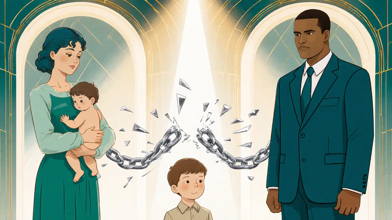 Dvojice rodičů v kontrastních rolích a dospívající, který rozbíjí řetěz.