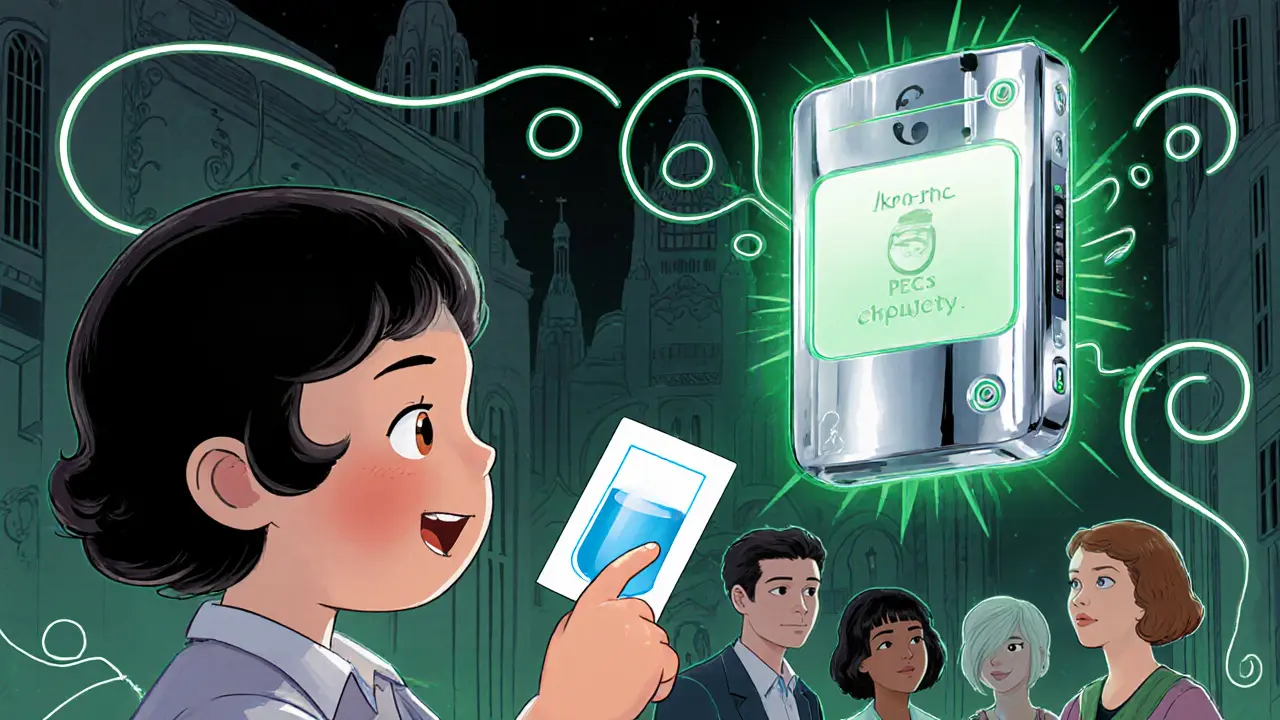 Hybridní komunikační systém: papírový obrázek a digitální zařízení spolupracují v harmonickém stylu.