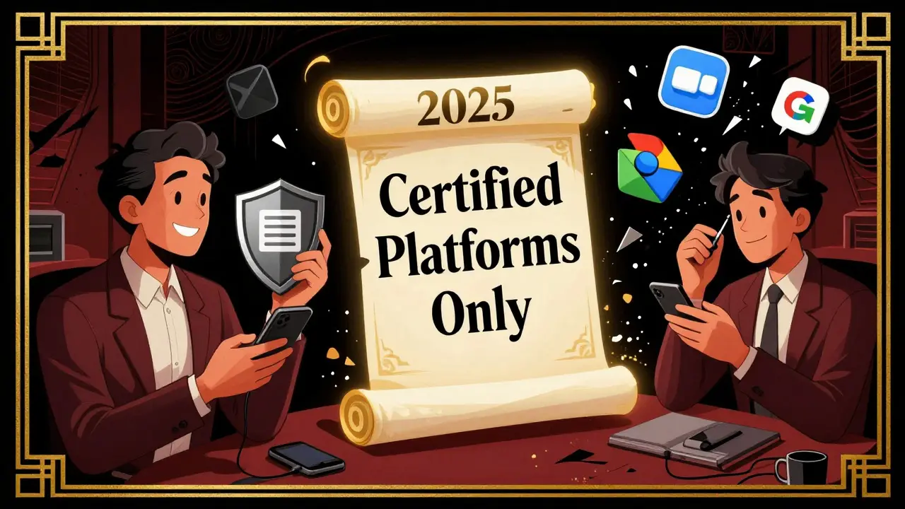 Klient v bezpečí poslouchá nahrávku, zatímco nebezpečné platformy se rozpadají, zatímco nový zákon září.