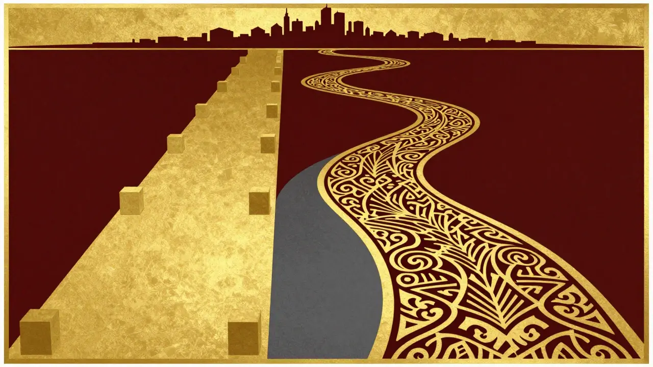 Dvě cesty terapie symbolizující čas a investice.