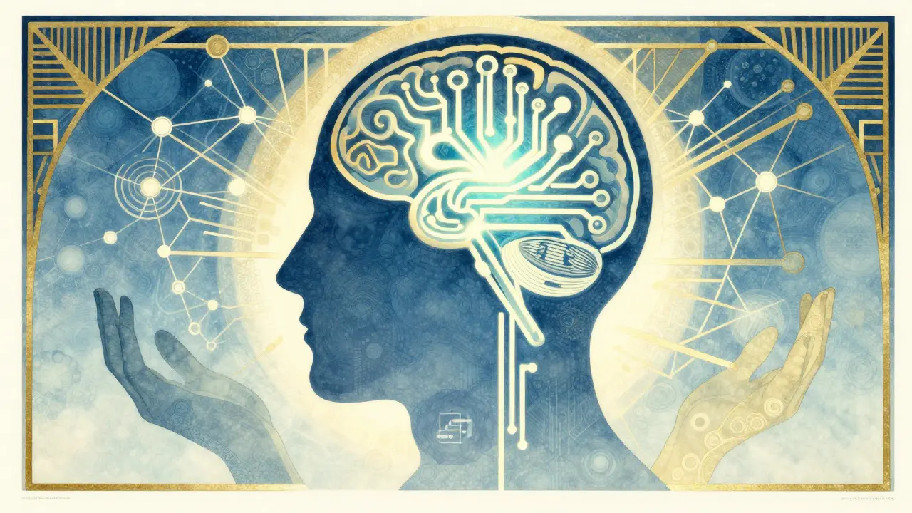 Art Deco vizualizace spojení psychologie a neurovědy