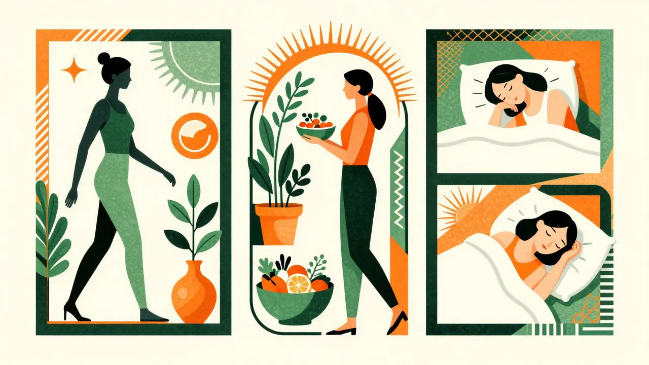 Art Deco ilustrace zdravého životního stylu pro léčbu deprese