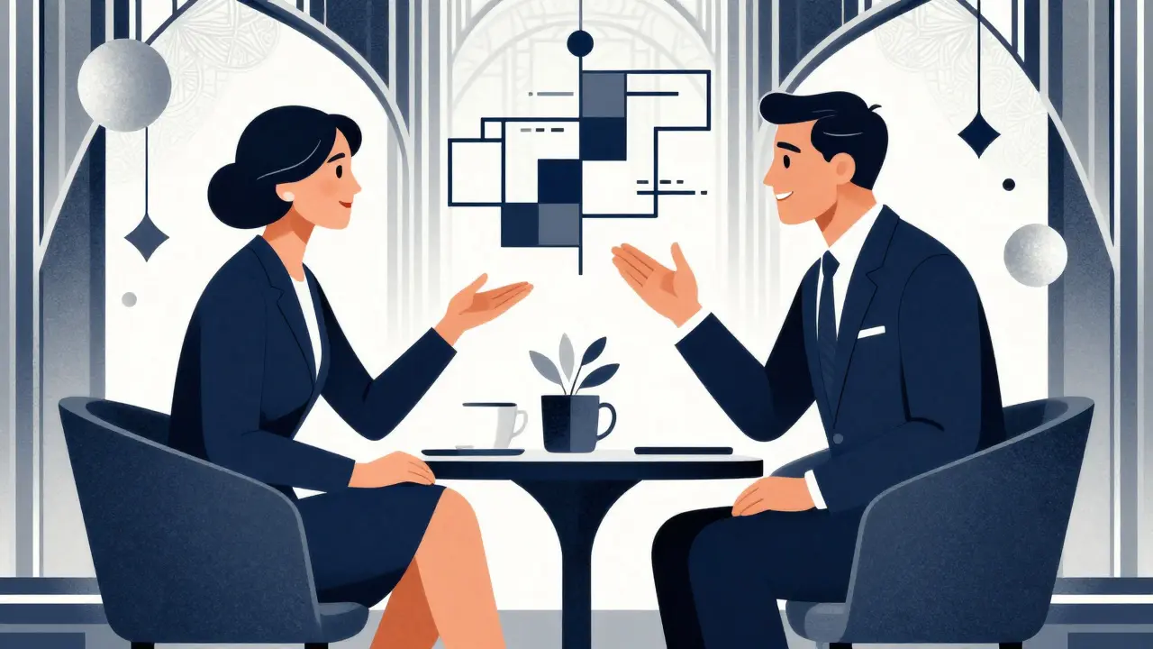Ilustrace ve stylu Art Deco: Profesionální coaching se zaměřením na produktivitu