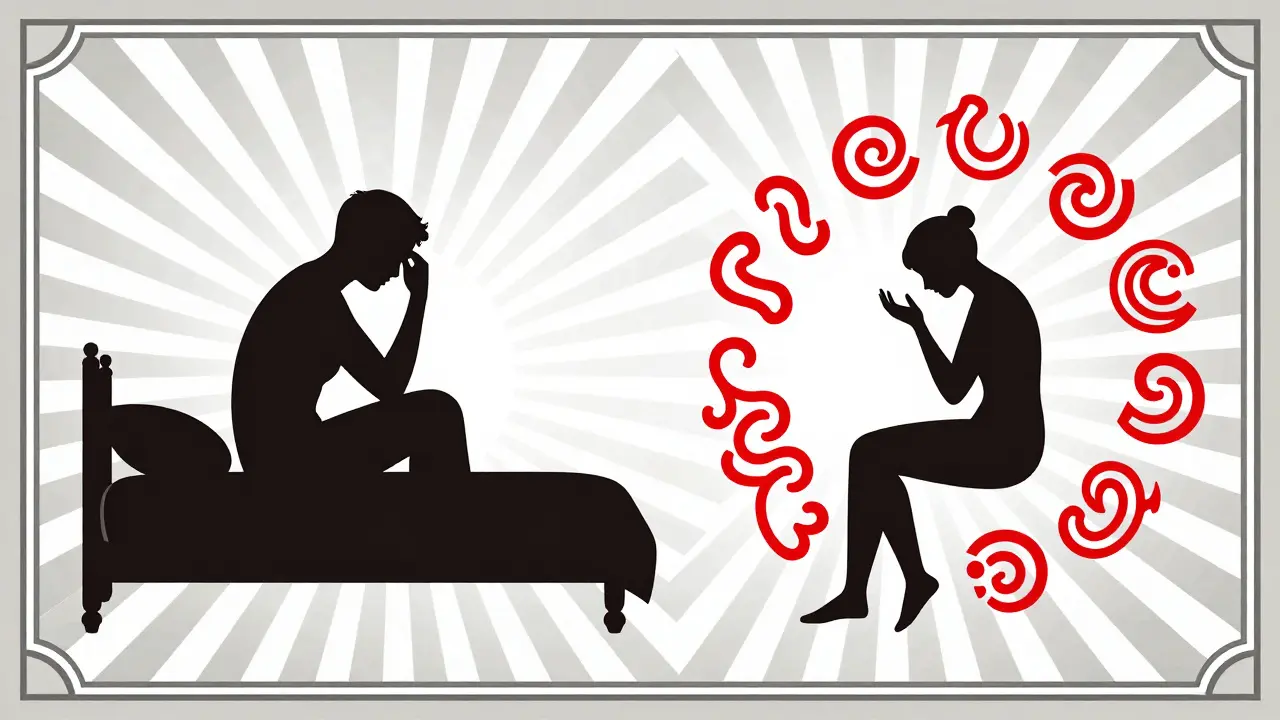 Kontrast mezi BED a bulimií v grafickém stylu Art Deco