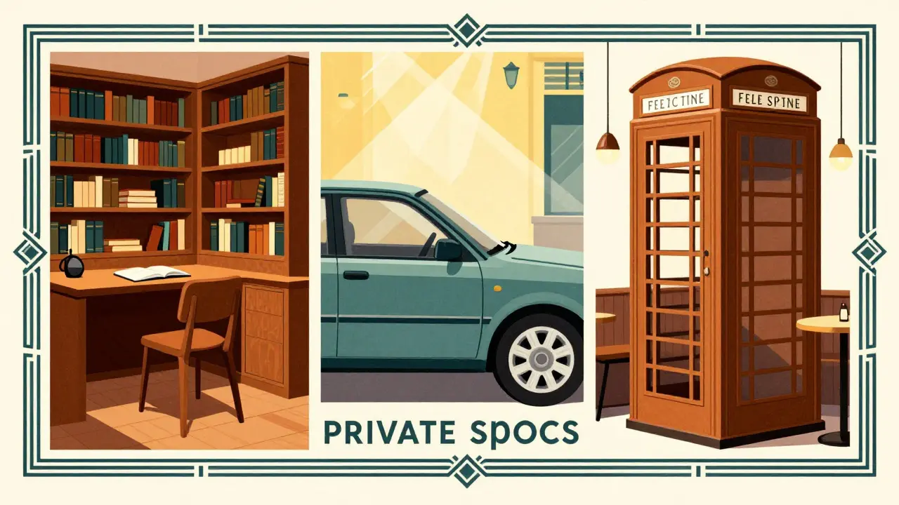 Art Deco ilustrace: alternativní tichá místa pro soukromí při terapii