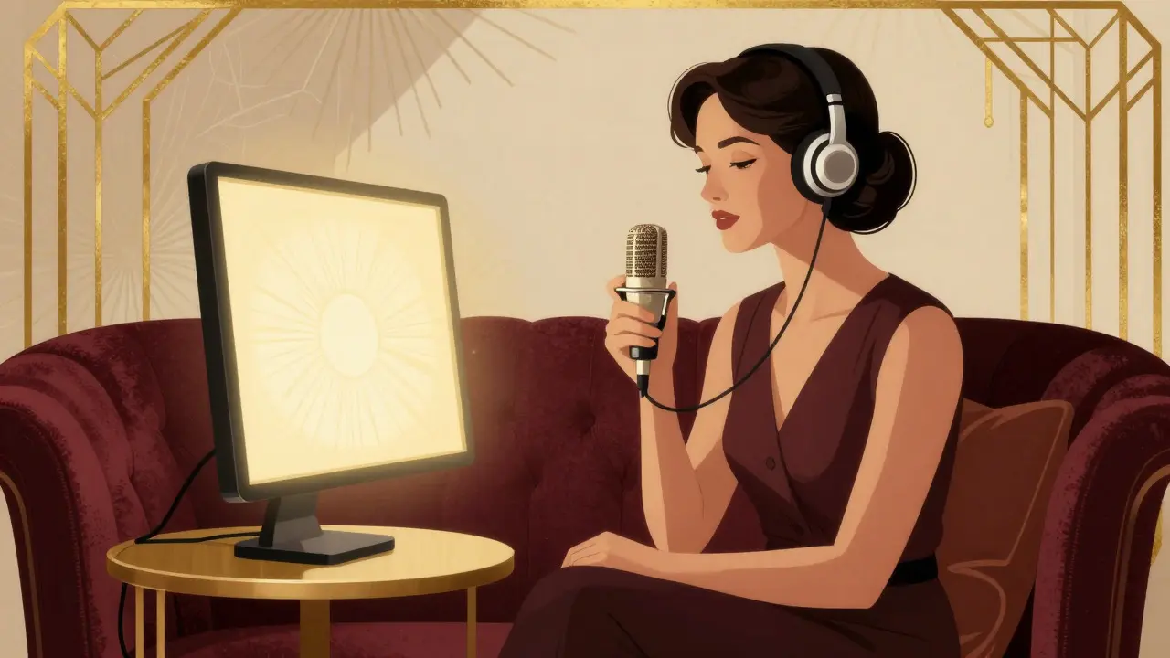 Online terapie v bezpečí domova, styl Art Deco reklama
