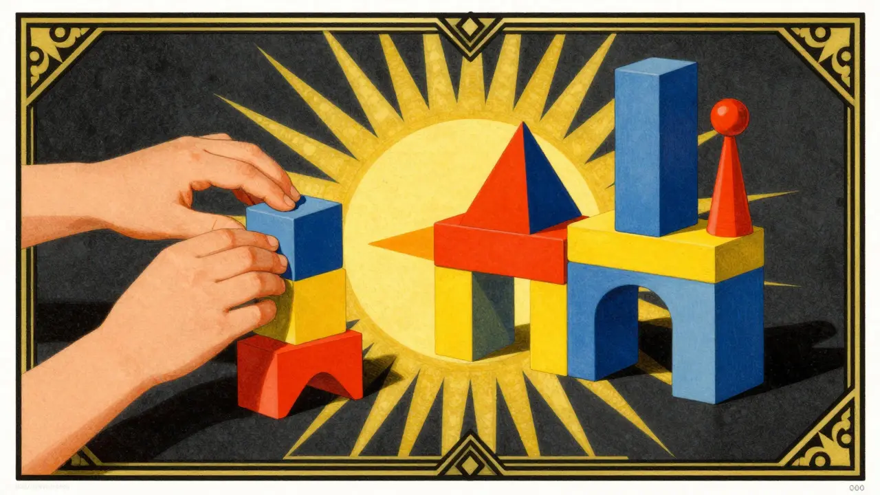 Hra jako nástroj terapie, abstraktní bloky, Art Deco