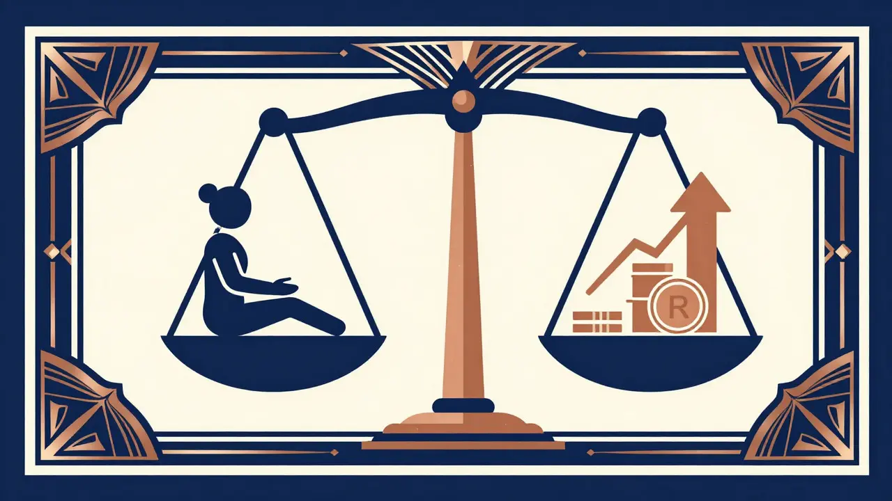 Symbol rovnováhy zdraví a zisku ve stylu Art Deco