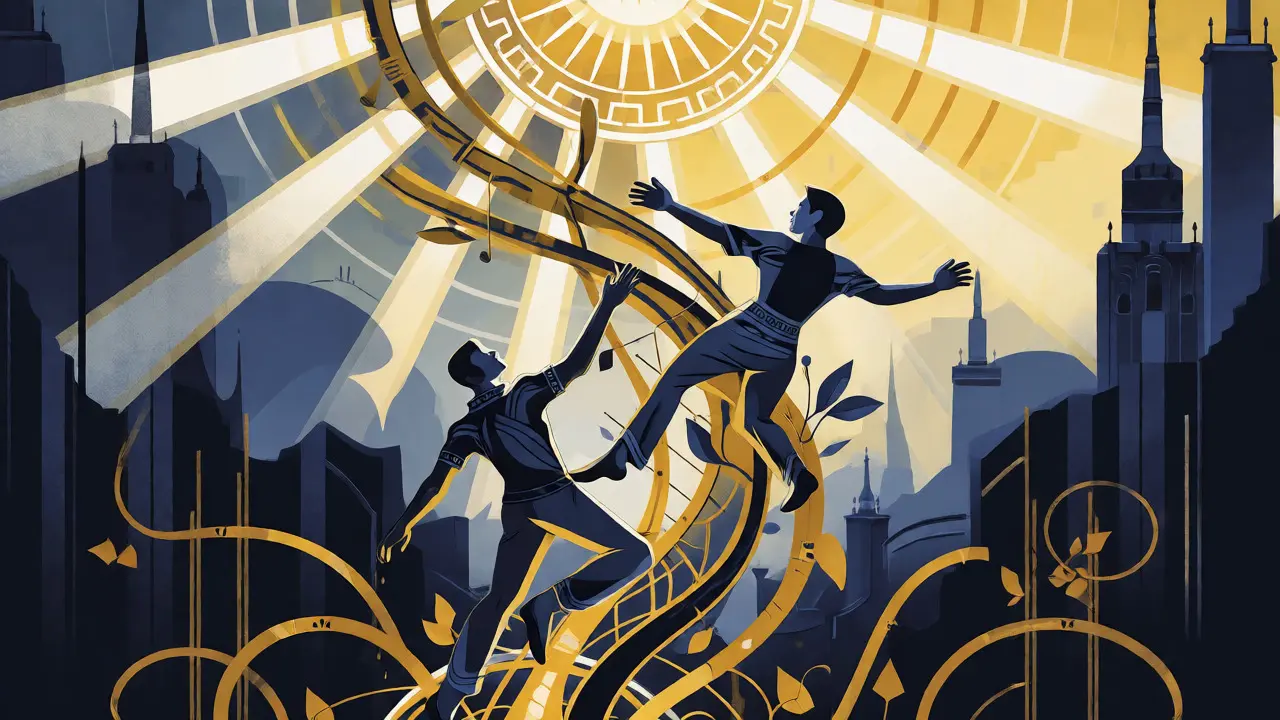 Art deco ilustrace růstu vztahu prostřednictvím terapie
