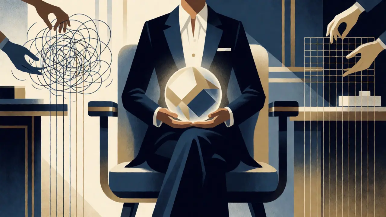 Dospělý v terapii třídící chaos do řádu v Art Deco stylu