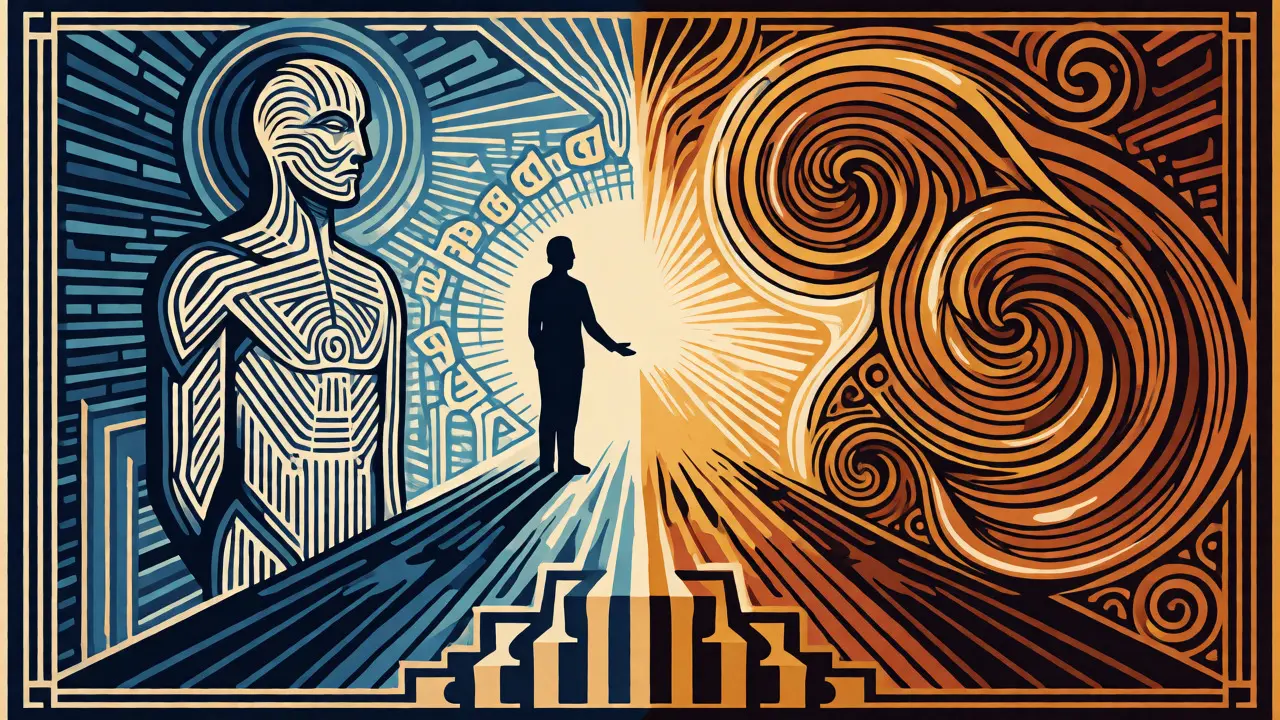 Ilustrace kontrastující strukturovanou KBT terapii s hlubinnou psychodynamickou prací.