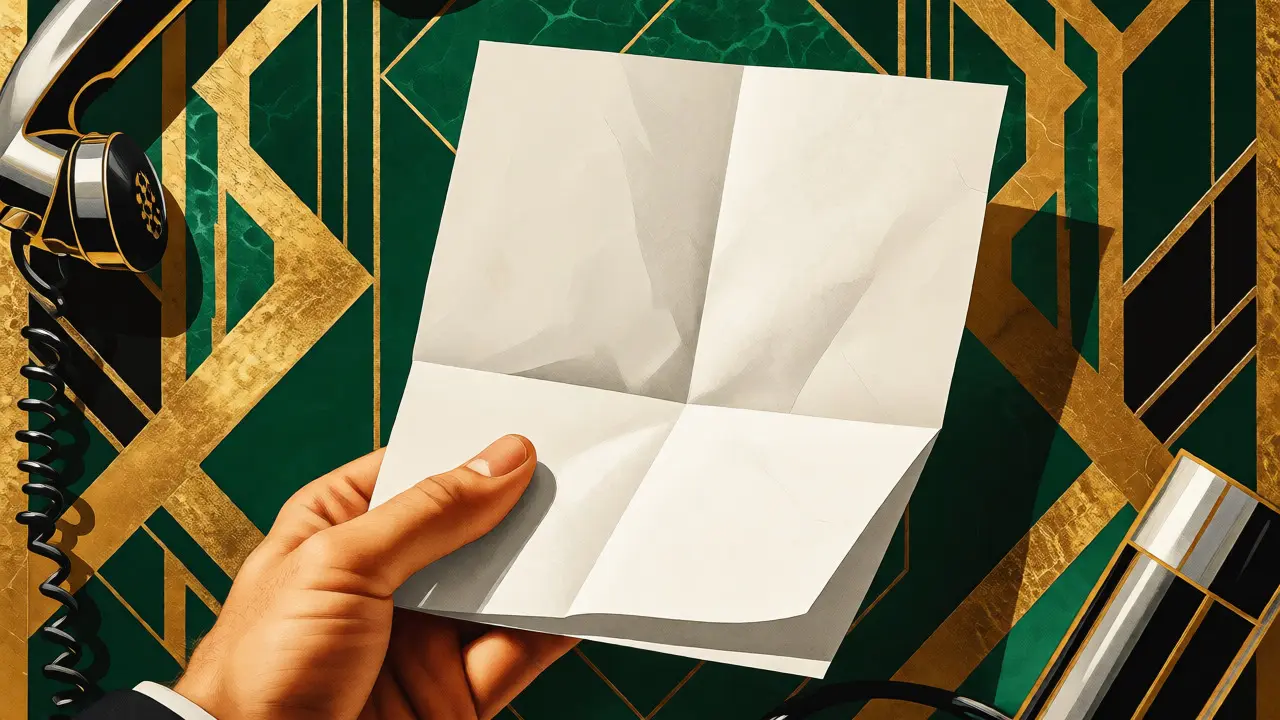 Ruka držící krizový plán obklopená geometrickými prvky