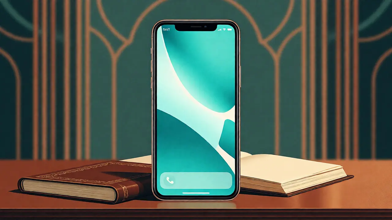 Telefon a zápisník na stole ve stylu Art Deco
